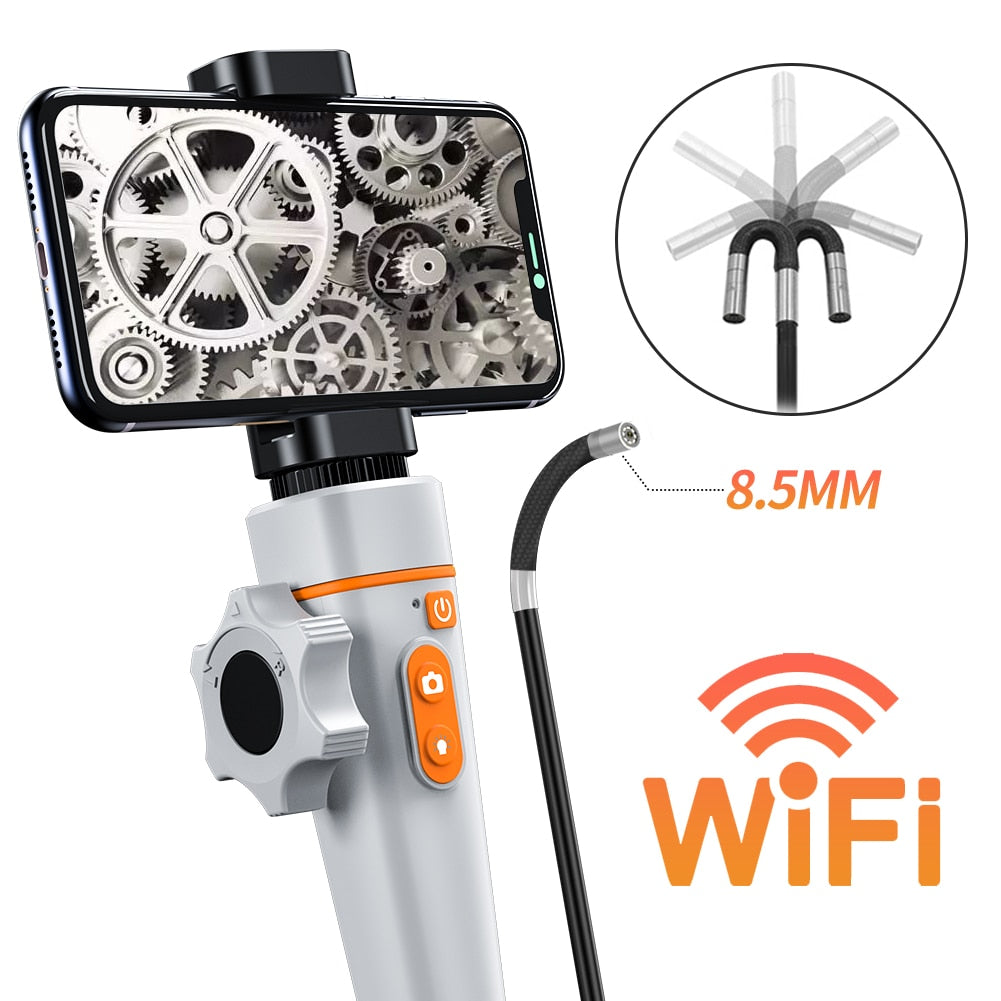 Newest 180 Degree Inspection Camera Articulating Industrial Endoscope 6mm & 8.5mm HD Camera With 6 LED for iPhone Android - 8.5mm WIFI version / China / 1m