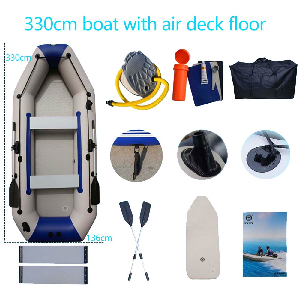 PVC Inflatable Boat 3 Layer Inflatable Fishing Boats Laminated Wear-Resistant Kayak Boats for 2-6 Person Kayak Rowing Canoe - 330cm air deck / Australia