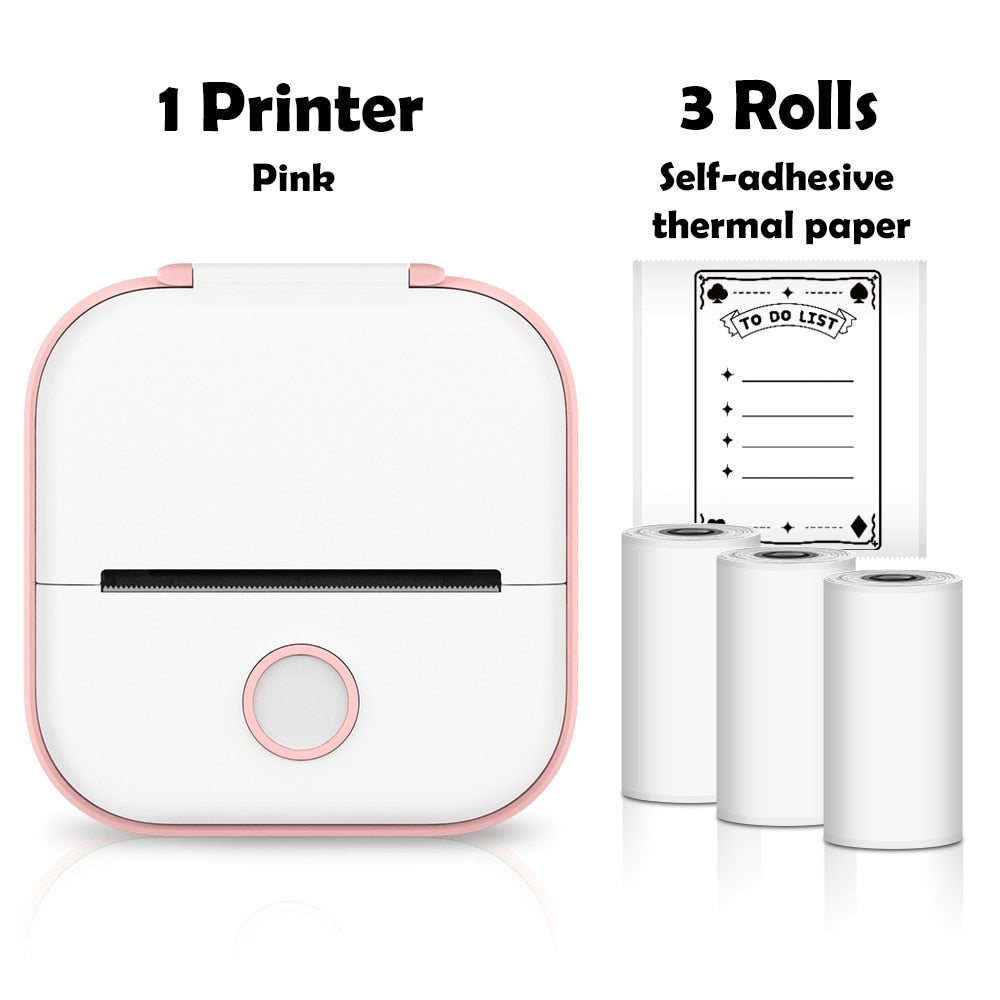 Phomemo T02 Mini Portable Printer Thermal Printing 53mm Sticker Wireless Inkless Mini Pocket Printer Self-adhesive Label Printer - Pink B / CN