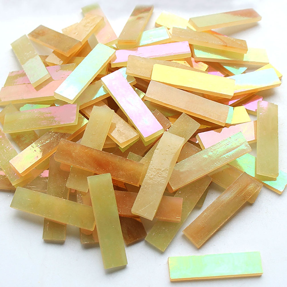 Mixed Color 1 X 4 Cm Square Stained Glass Strip Clear Glass Mosaic Pieces DIY Mosaic Tiles Hobbies Art Crafts Material 100g - 23