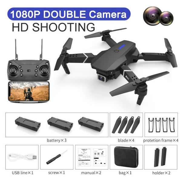 2021 NEW Drone 4k profession HD Wide Angle Camera 1080P WiFi fpv Drone Dual Camera Height Keep Drones Camera Helicopter Toys - 1080P-Dual camera-3B / China