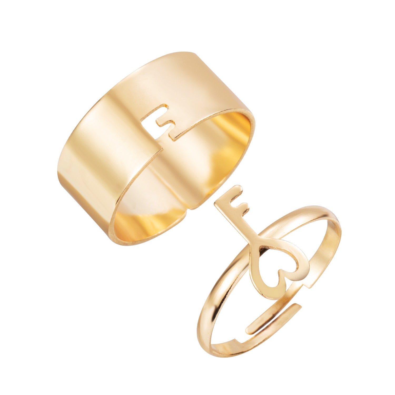 LATS Vintage Simple Animal Butterlfly Star Moon Heart Flame Open Rings for Women Girls Gothic Jewelry Punk Black Couple Ring Set - 99481