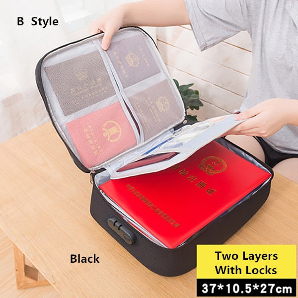 Document Bag Large Capacity Travel Passport Wallet Card Organizer Men&#39;s Business Waterproof Storage Pack Home Accessories Item - B Style Black / China