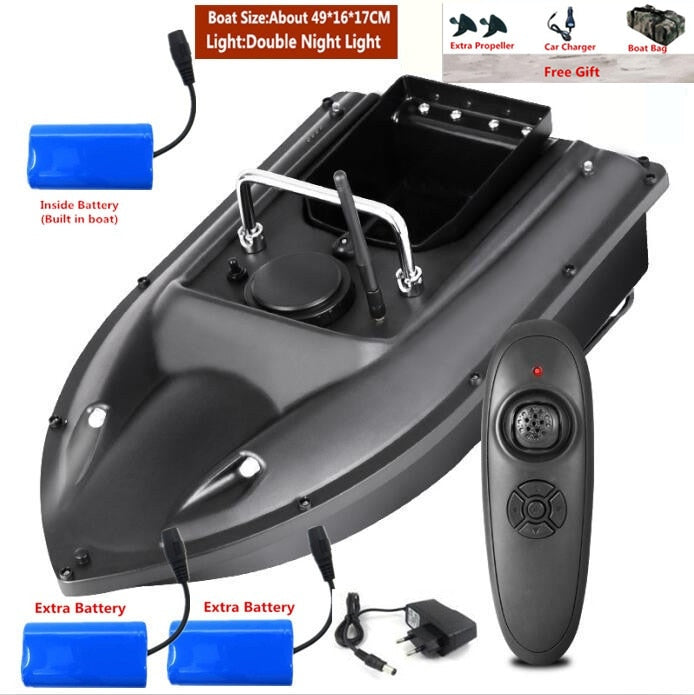 Smart Fixed Speed Cruise Radio Remote Control Fishing Bait Boat 1.5KG 500M Dual Night Light Lure Fishing RC Bait Boat Fishing - EU Plug 3 Battery / China
