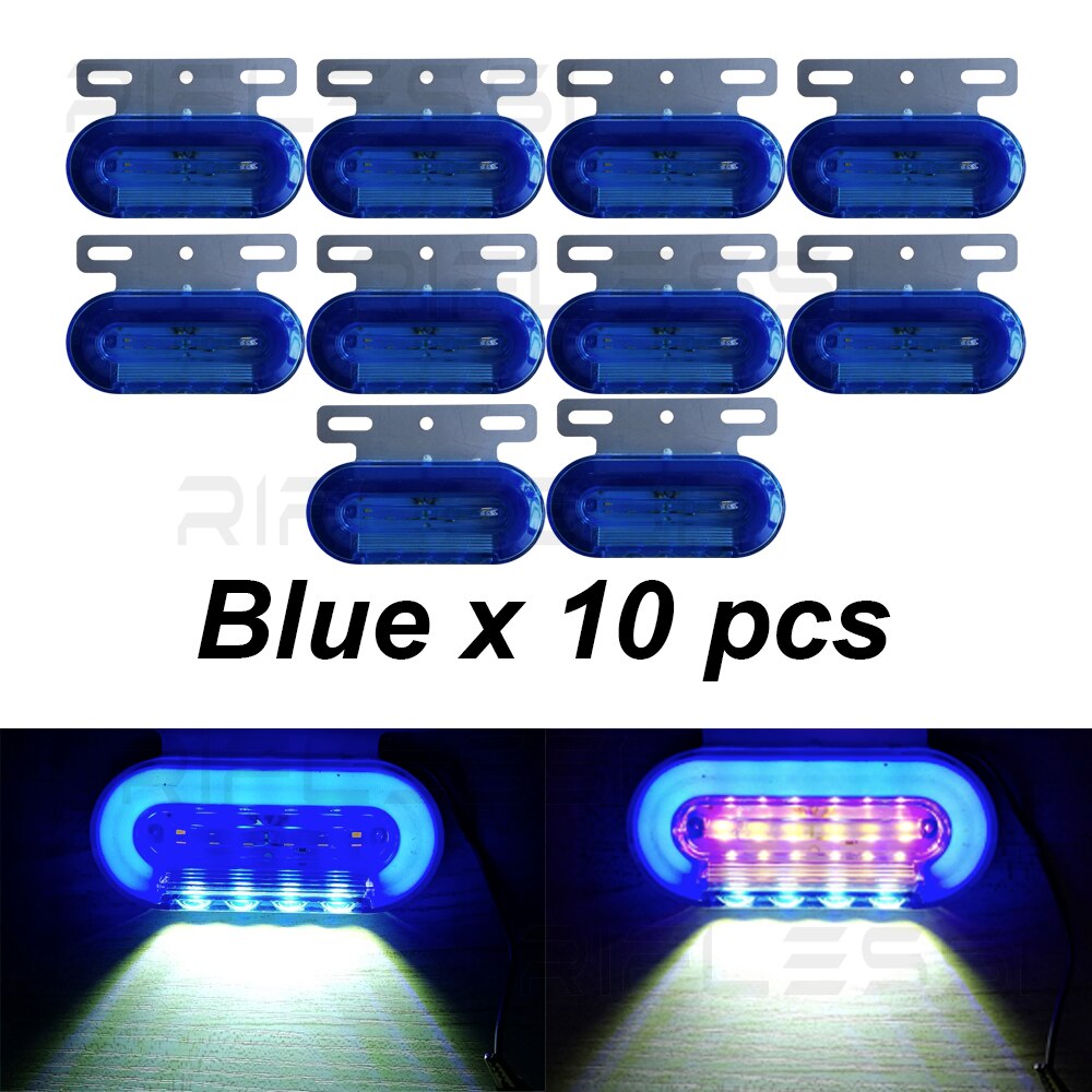 10 x LED Trailer Clearance Lights 12V 24V Marker Lights For Trucks Side Lights Amber Red White Blue Green Lanterns For Trailers - Blue / 12V
