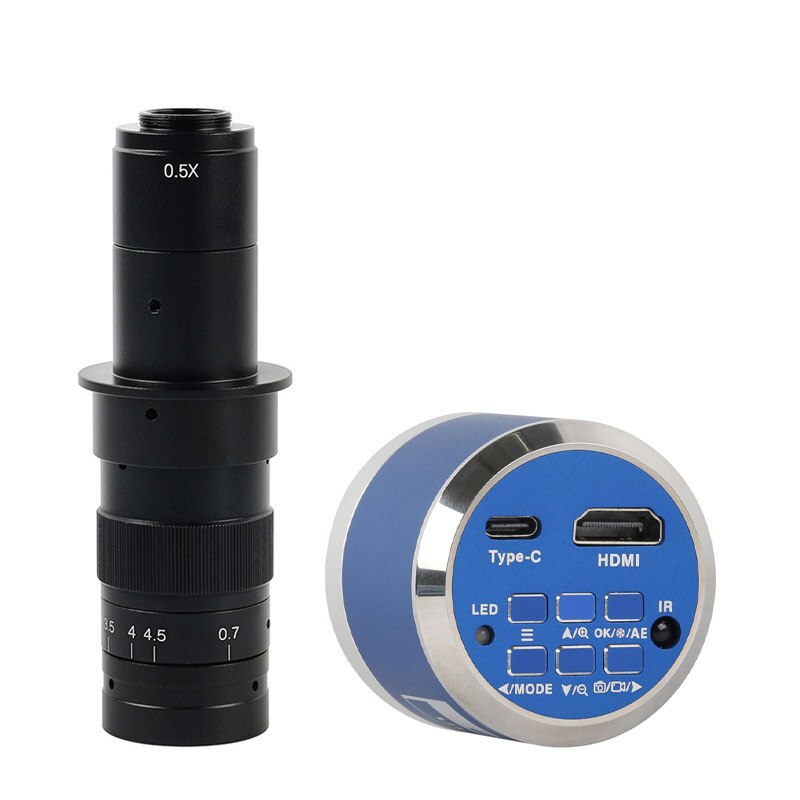 12MP 4K UHD HDMI Industry Video Microscope Camera Zoom Cmount Lens For Machine PCB Board CPU Repair Soldering Measurement - With 180X Lens