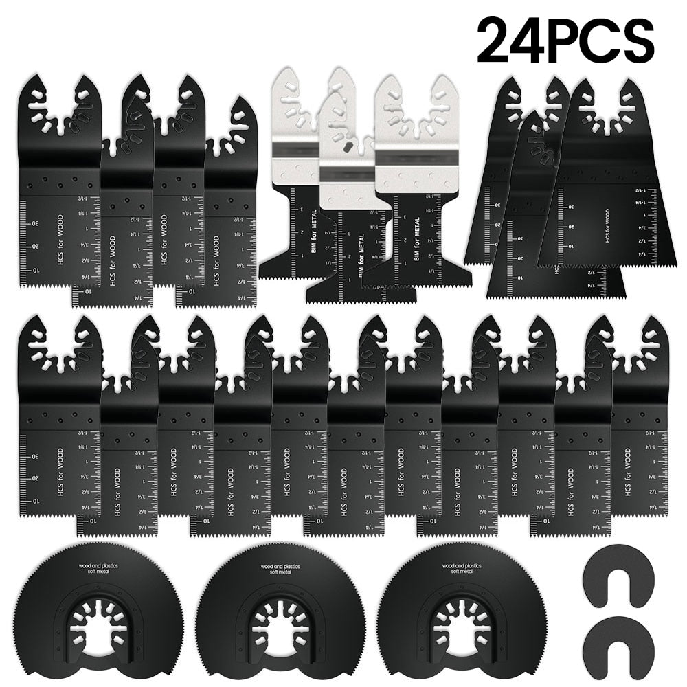 100-20 Pack Multi-Function Blades Saw Oscillating Blade Bi-metal Precision Saw Tool for Dewalt Renovator Cutting Accessories - type4-24pcs / Multipurpose Cutting / SPAIN
