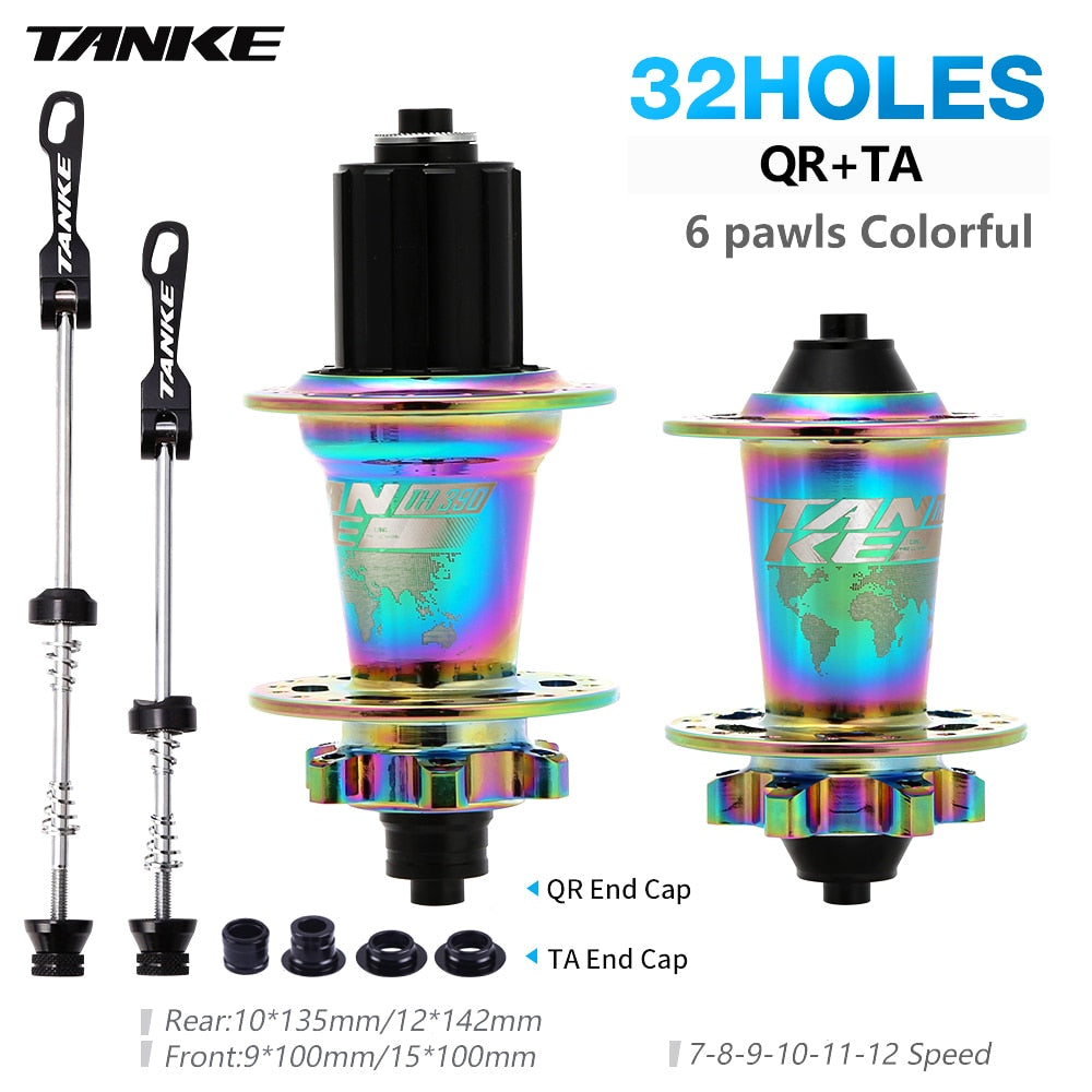 TANKE 32 36 holes MTB bike hub 6 pawls 6 bearing 120 clicks cassette flywheel 7-12 speed 6 nail disc brake hubs bicycle parts - 07 32H QR TA colorfu / China
