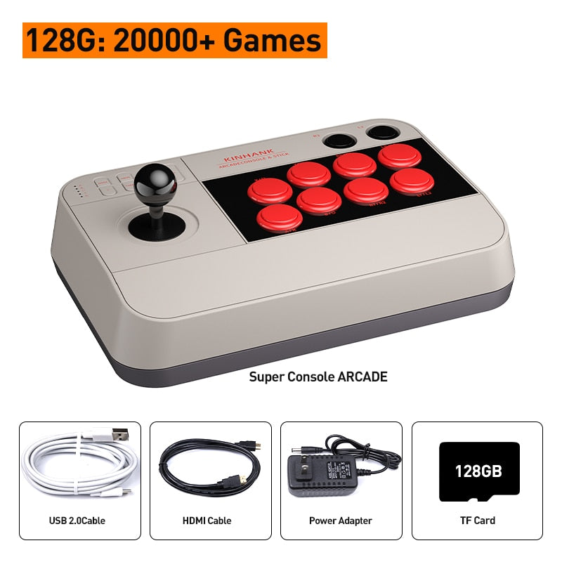 Retro Arcade Game Box Super Console Arcade Video Game Console With 23000 Games Support Multi-Platform 3D Joystick 8 Button - Arcade-Gray-128G / UK