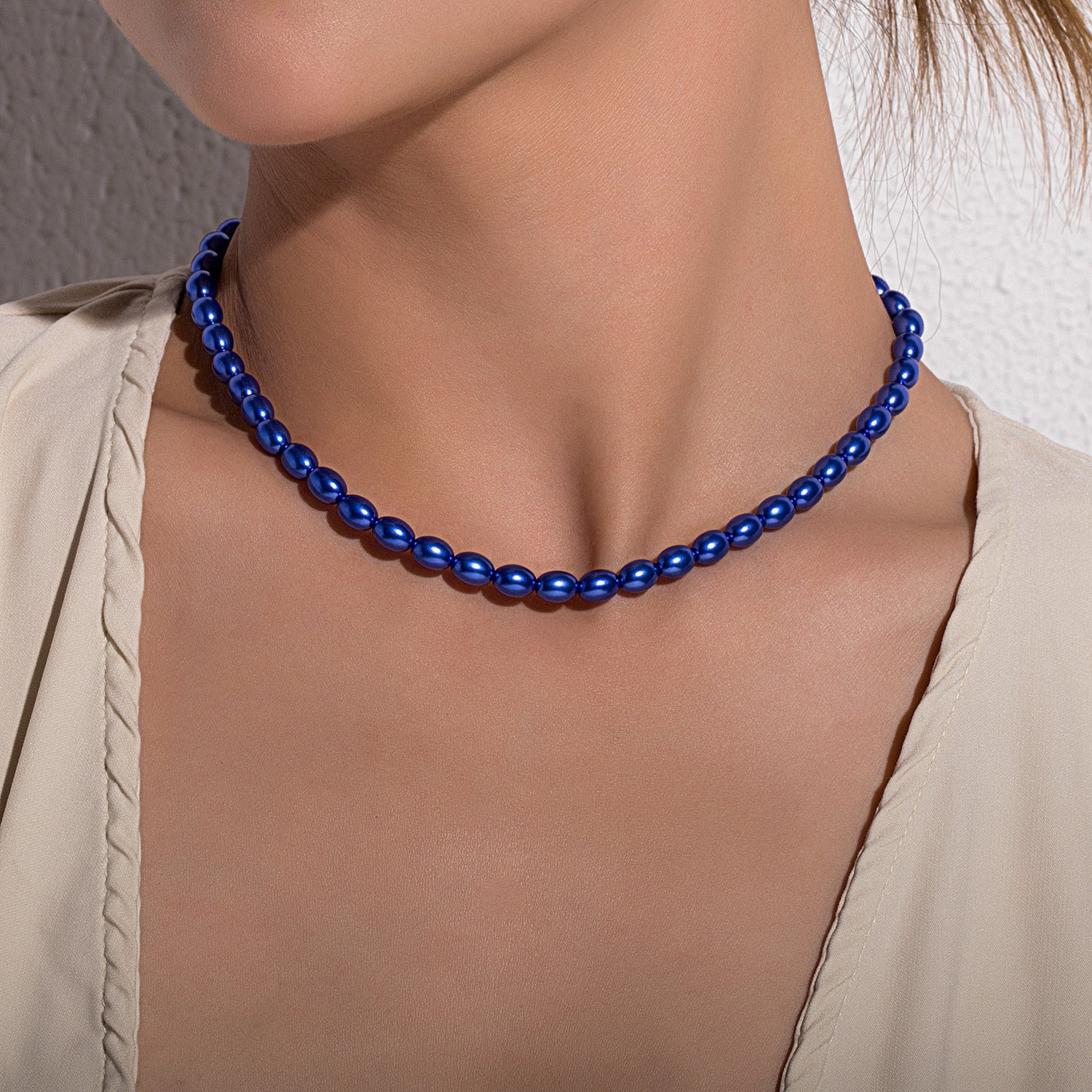 Vintage Style Simple 6MM Pearl Chain Choker Necklace For Women Wedding Love Shell Pendant Necklace Fashion Jewelry Wholesale - DJ-870