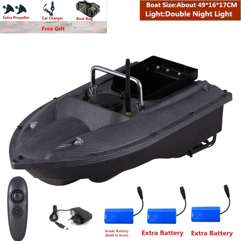 Smart Fixed Speed Cruise Radio Remote Control Fishing Bait Boat 1.5KG 500M Dual Night Light Lure Fishing RC Bait Boat Fishing - EU Plug 3 Battery 1 / Russian Federation