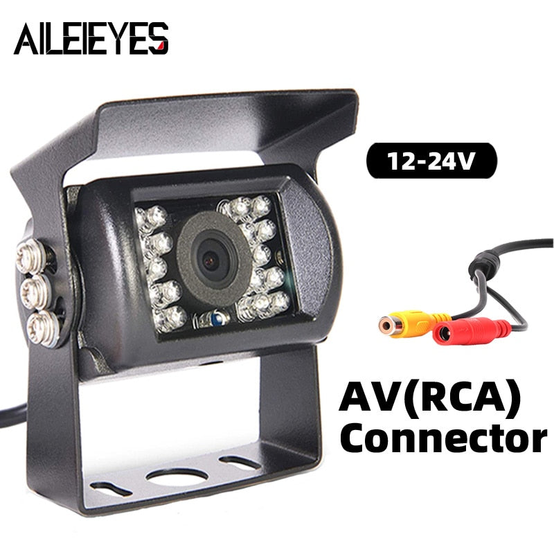 12V/24V Truck Backup Camera 4Pin/AV Led IR Night Vision Heavy Duty Rear View Reverse Camera For Trailer/Bus/Van/Pickup Parking - AV(18IR Lights) / No Line(Rear View)