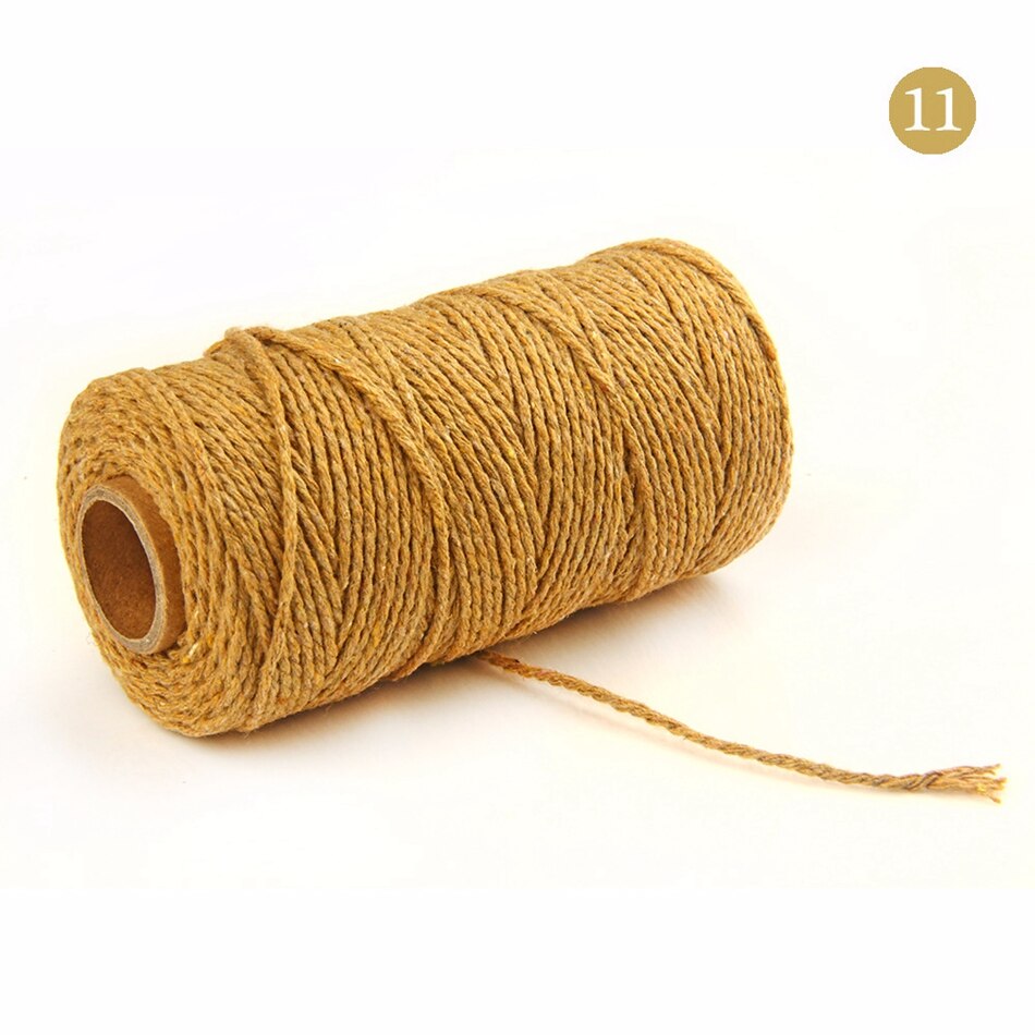 2mm 100M Colorful Thread Cord Handmade Crafts DIY Beige Twisted Cotton Macrame Cord Twine Rope String Home Textile Decoration - 11 Brown