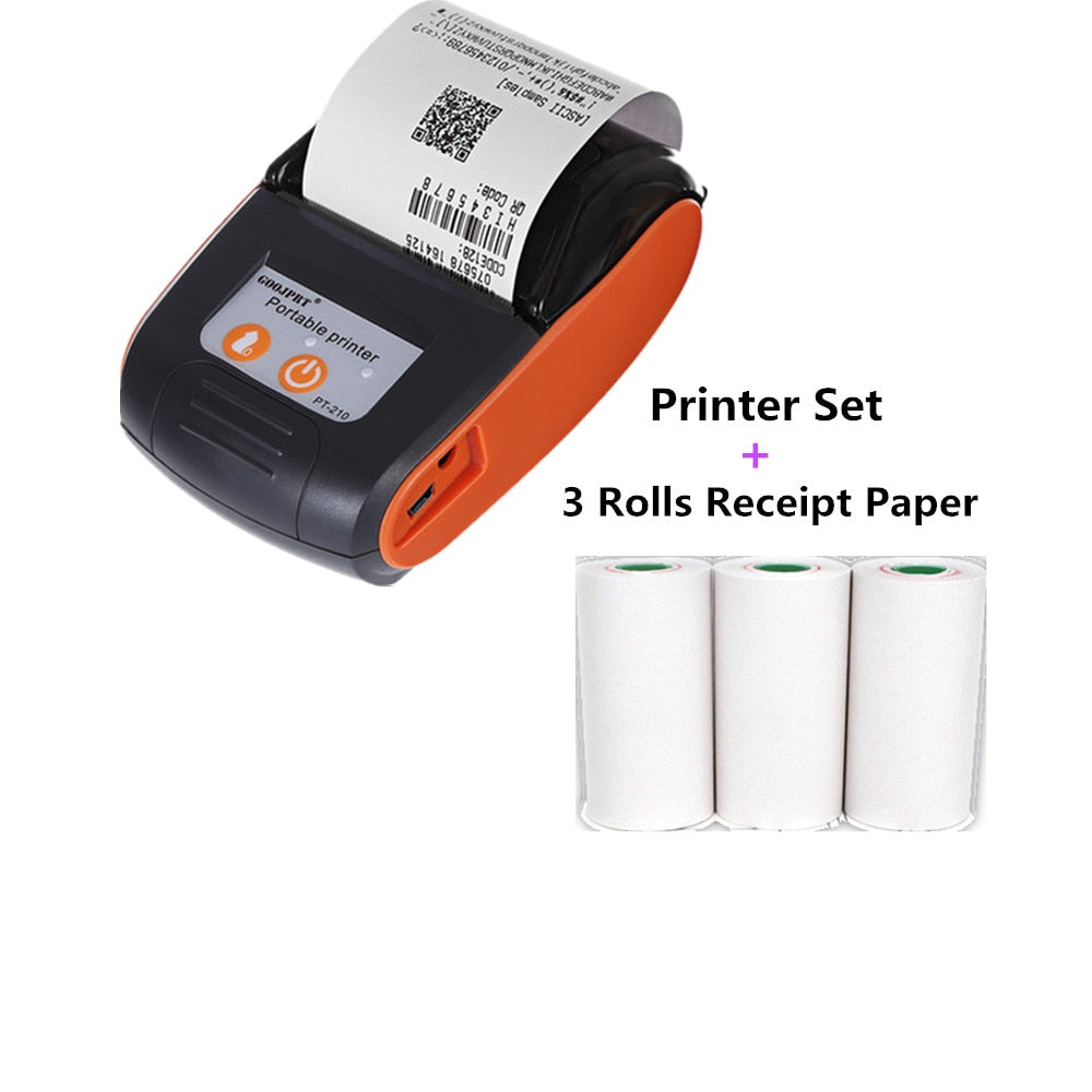 Wireless Mini Thermal Printers Portable Receipt Printer Thermal BT 58mm Mobile Phone Android POS PC Pocket Bill Makers Impresora - Add 3 Rolls Paper / US plug
