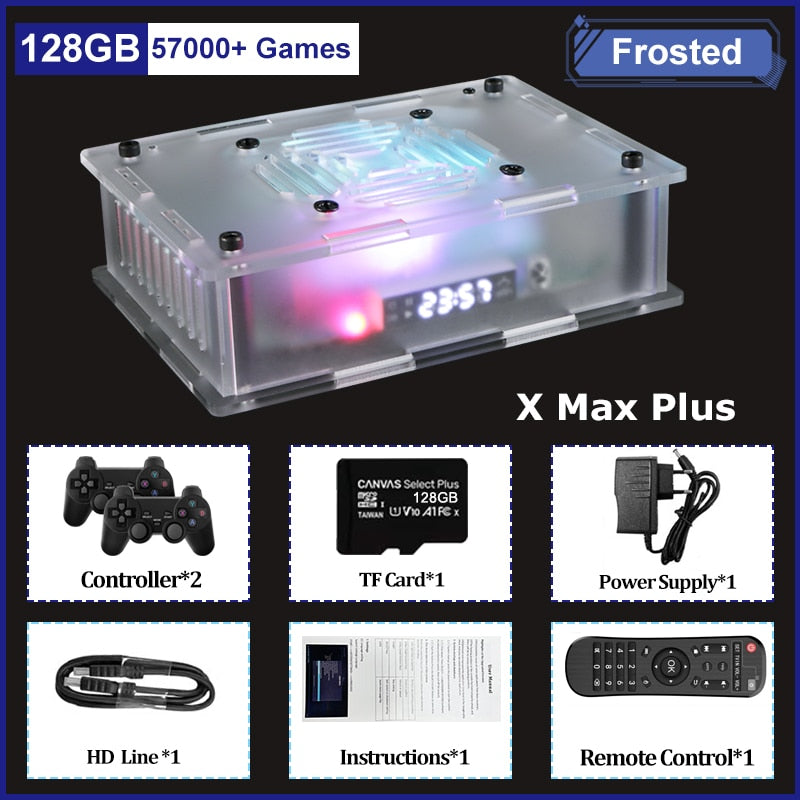 Super Console X Max Plus Dual System Wifi 8K HD Retro TV Video Game Player S905X3 CPU 65000+ Games 60+ Emulator  For PS1/PSP/N64 - 128 wireless frosted / China / AU