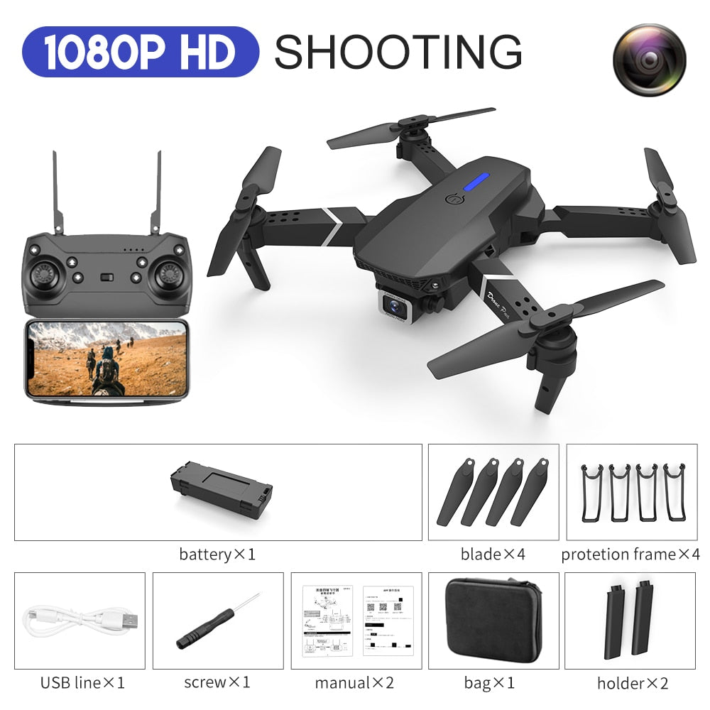 2021 NEW Drone 4k profession HD Wide Angle Camera 1080P WiFi fpv Drone Dual Camera Height Keep Drones Camera Helicopter Toys - 1080P-1Battery / China