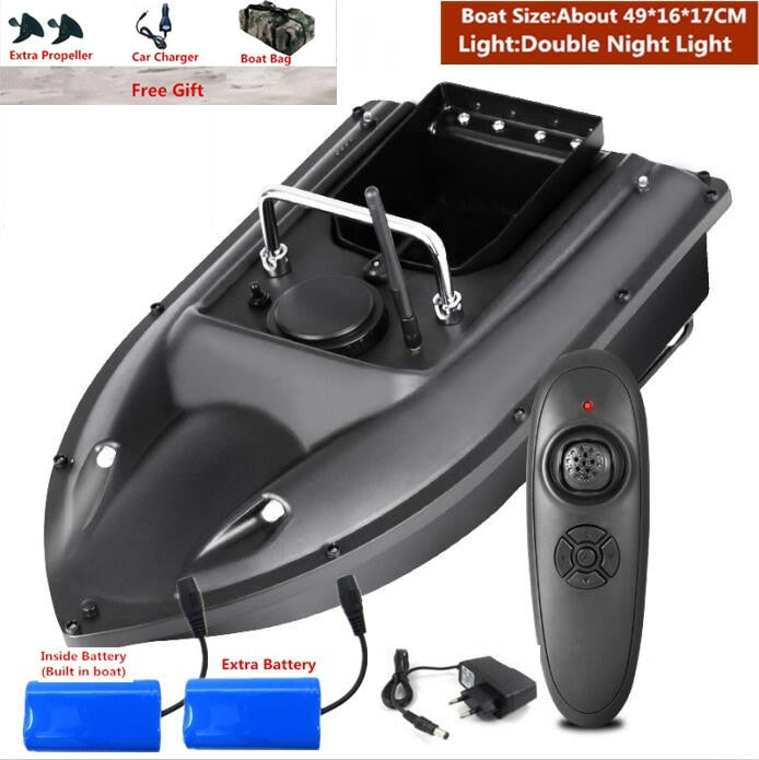 Smart Fixed Speed Cruise Radio Remote Control Fishing Bait Boat 1.5KG 500M Dual Night Light Lure Fishing RC Bait Boat Fishing - EU Plug 2 Battery / Russian Federation