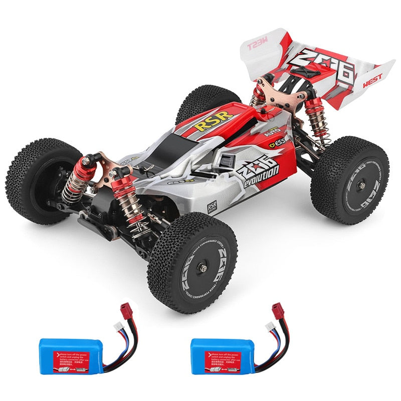 Wltoys 144001 1/14 2.4G 4WD High Speed Racing RC Car Vehicle Models 60km/h Two Battery Toy Gift Kid Remote Control Machine - Red 2 Batteries / United States