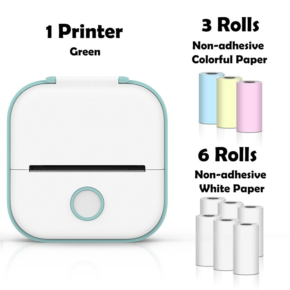 Phomemo T02 Portable Mini Wireless Thermal Pocket Printer Self-adhesive Stickers Use for DIY,Journal Sticker impresora portÃ¡til - Green E / CN