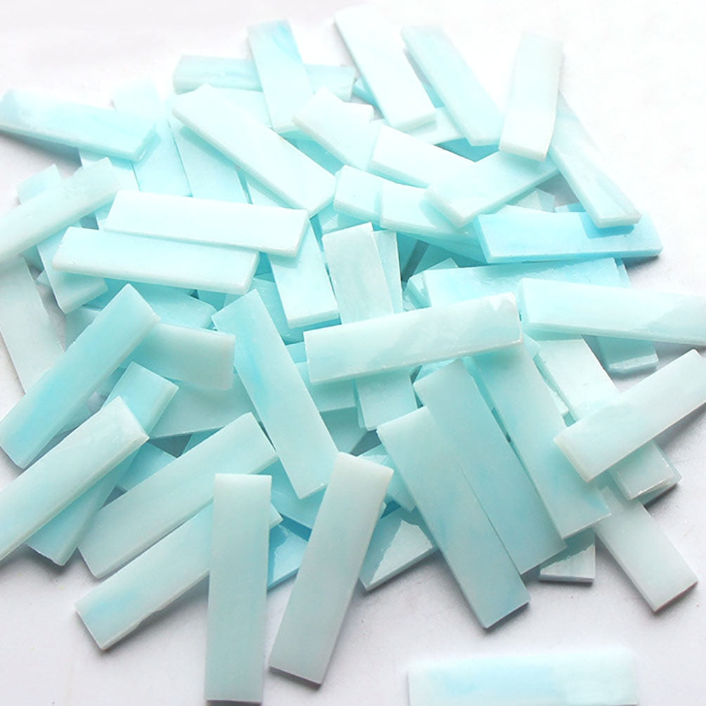 Mixed Color 1 X 4 Cm Square Stained Glass Strip Clear Glass Mosaic Pieces DIY Mosaic Tiles Hobbies Art Crafts Material 100g - 17
