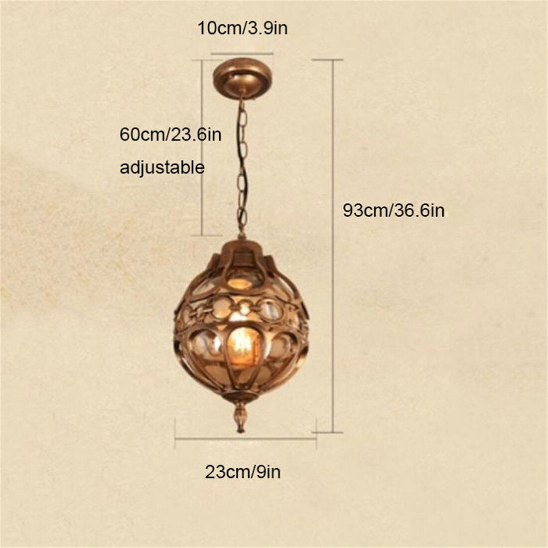 Vintage Outdoor Pendant Lights for Courtyard Garden Balcony Retro Europe Style Ceiling Pendant Lamp Yard Pathway Landscape Lamp - rustic D23cm big