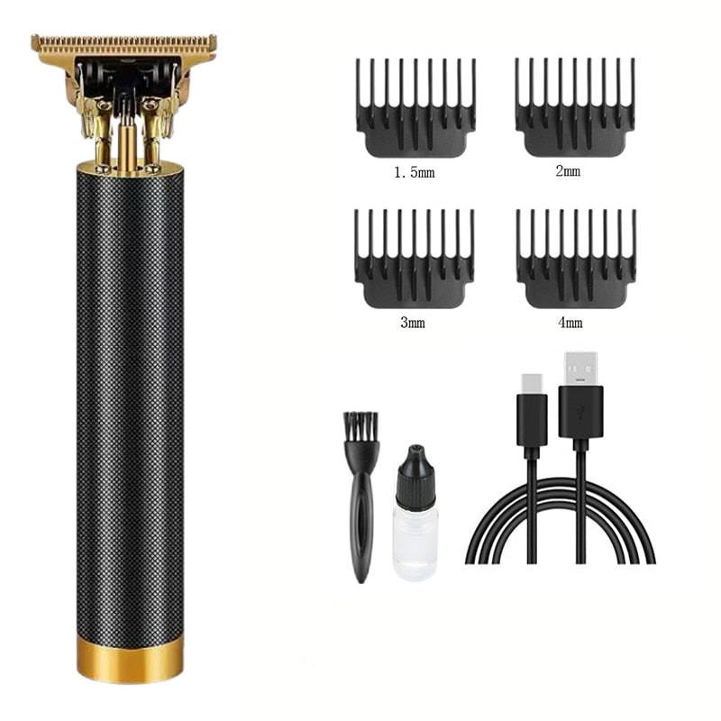 All Metal Vintage T9 Machine Women&#39;s Hair Clipper Hairdresser Professional Haircut Machine 0 Mm Nose and Ear Trimmer Finish Man - Metal  Black