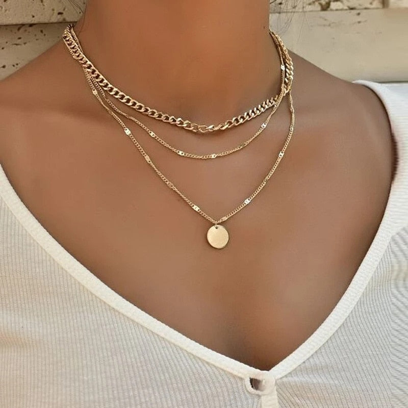 Vintage Necklace on Neck Gold Chain Women&#39;s Jewelry Layered Accessories for Girls Clothing Aesthetic Gifts Fashion Pendant 2022 - Gold / China / 39cm