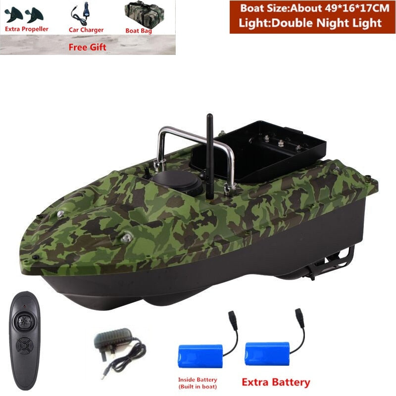 Smart Fixed Speed Cruise Radio Remote Control Fishing Bait Boat 1.5KG 500M Dual Night Light Lure Fishing RC Bait Boat Fishing - UK Plug 2 Battery 2 / Russian Federation
