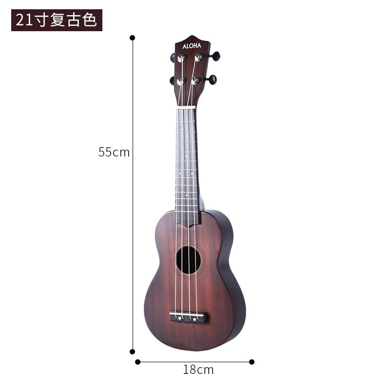 21/23 Inch Ukulele Soprano Beginner Ukulele Guitar Ukulele Mahogany Neck Delicate Tuning Peg 4 Strings Wood Ukulele - 21inch retro