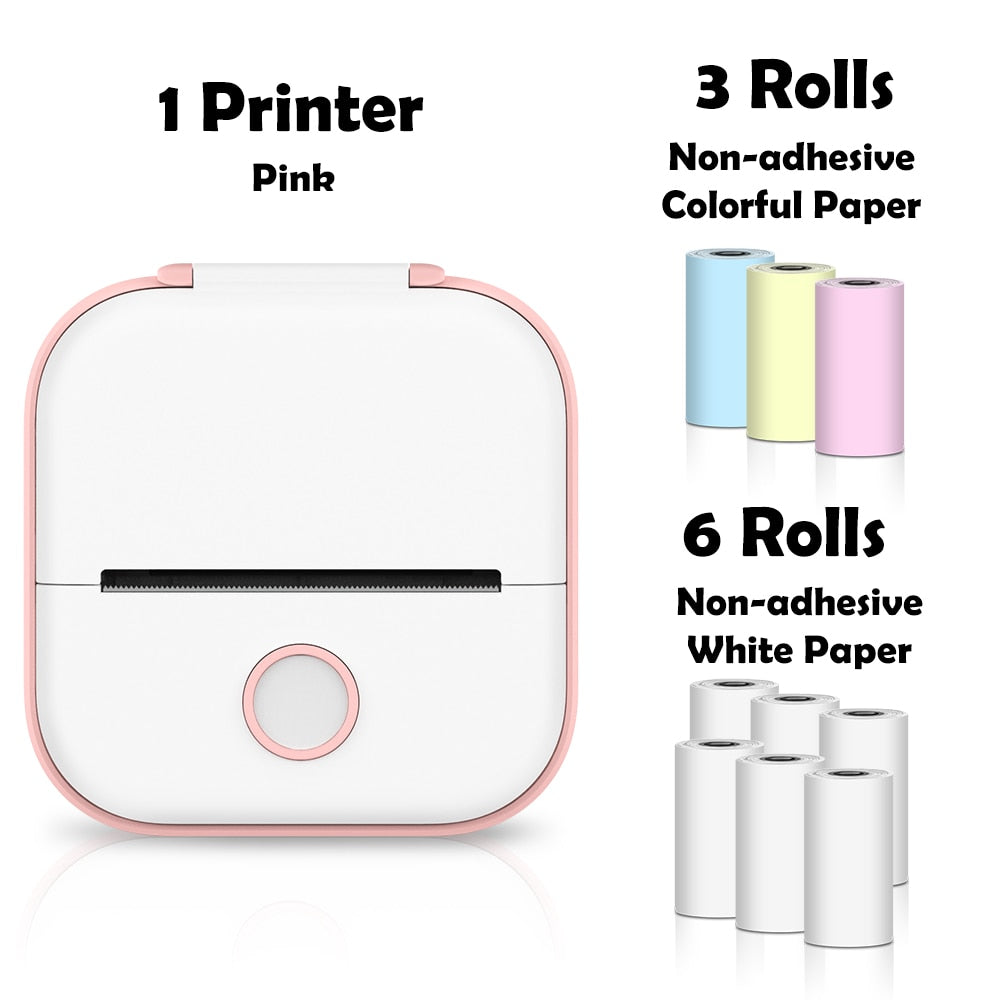 Phomemo T02 Mini Portable Printer Thermal Printing 53mm Sticker Wireless Inkless Mini Pocket Printer Self-adhesive Label Printer - Pink E / CN