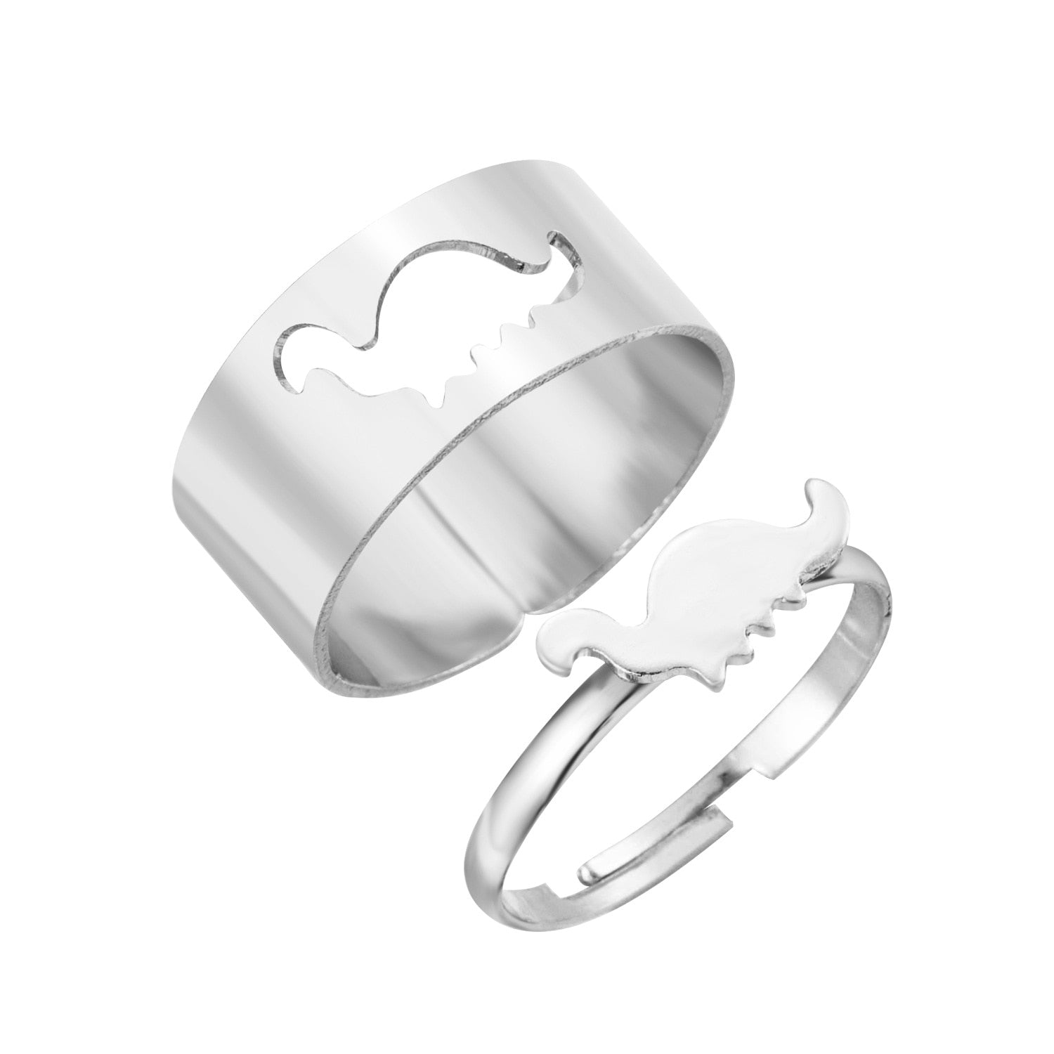 LATS Vintage Simple Animal Butterlfly Star Moon Heart Flame Open Rings for Women Girls Gothic Jewelry Punk Black Couple Ring Set - 99484