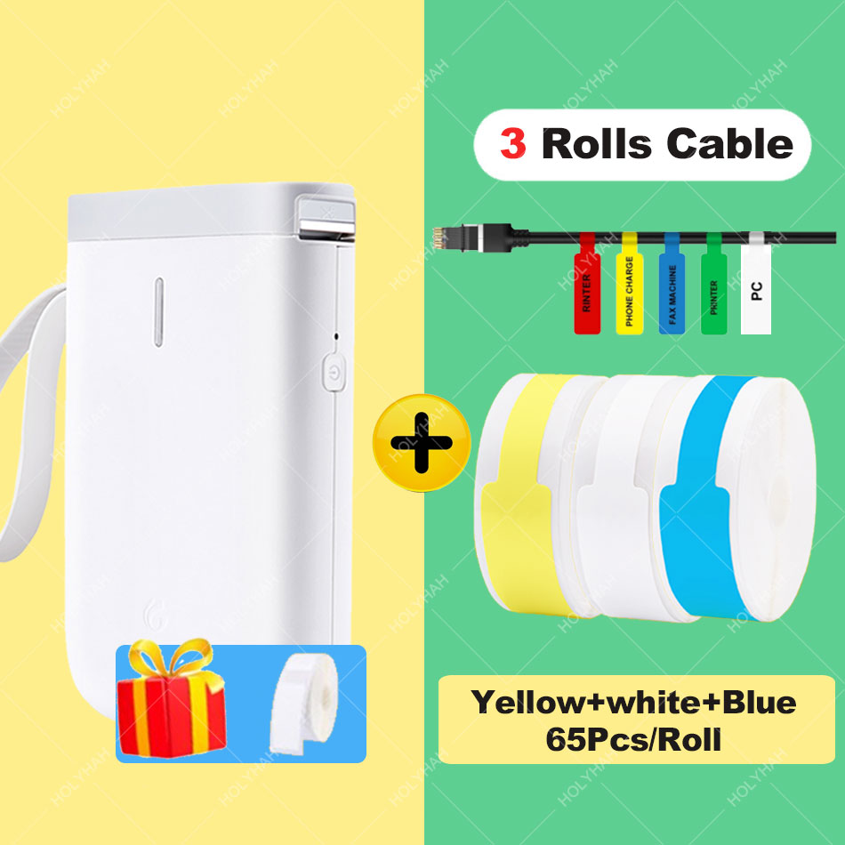 Niimbot D11 Wireless Label Printer Portable Pocket Label Printer Bluetooth Thermal Label Maker Fast Printing Home Use Office - D11 3 Cable label / China