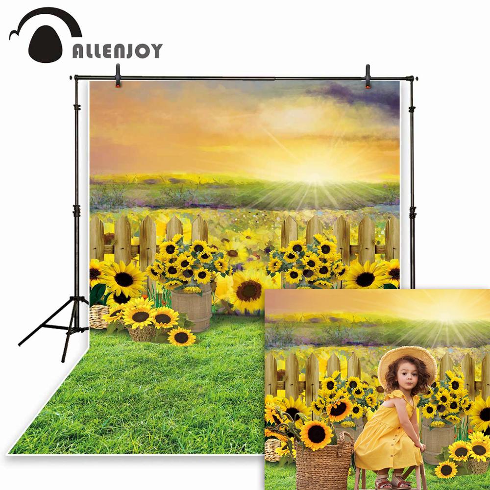 Allenjoy sunflower Photography Backdrop Newborn Child fence Smash cake Baby Shower summer background Photo studio photobooth - SM2P-09068 / Econ Vinyl 40x60CM